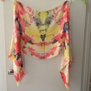 woman women multicolored scarf